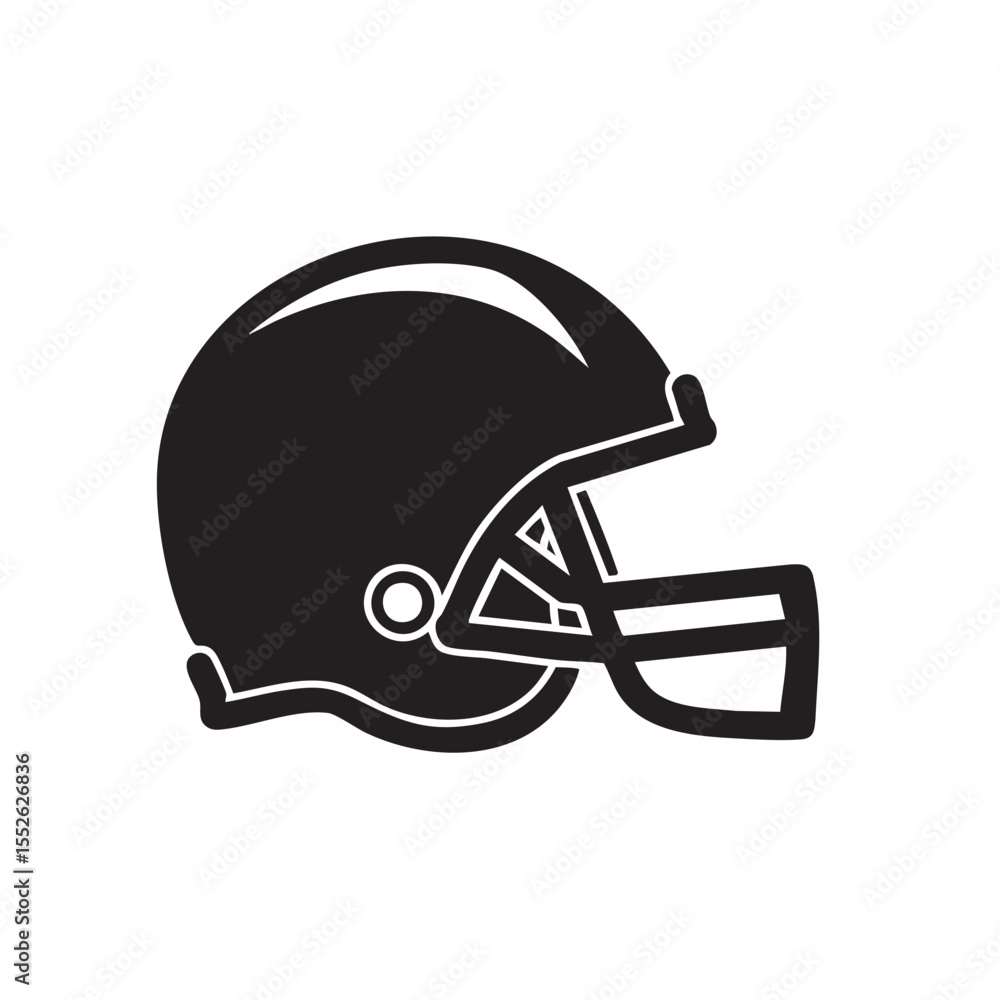 Fototapeta premium A black silhouette icon of a football helmet.