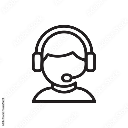 Simple outline icon of a person with a headset