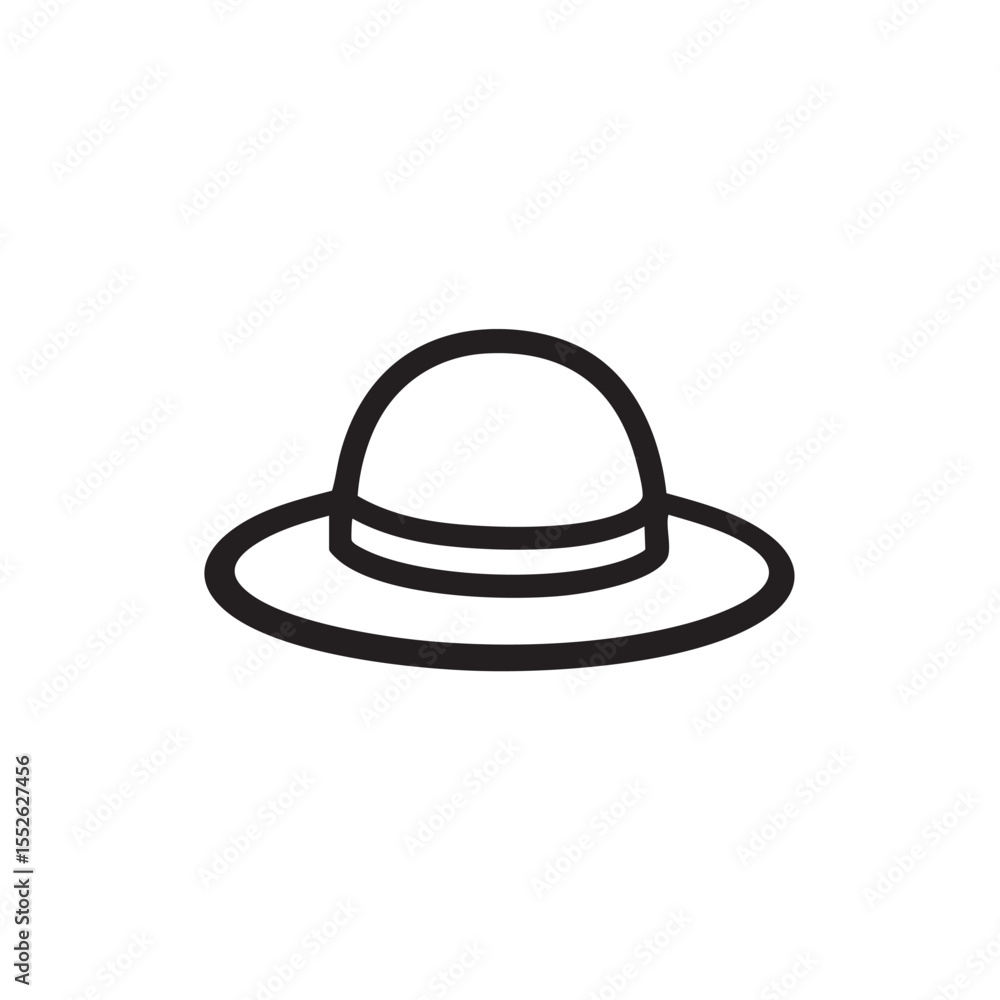 Simple outline icon of a sun hat Simple outline icon of a sun hat