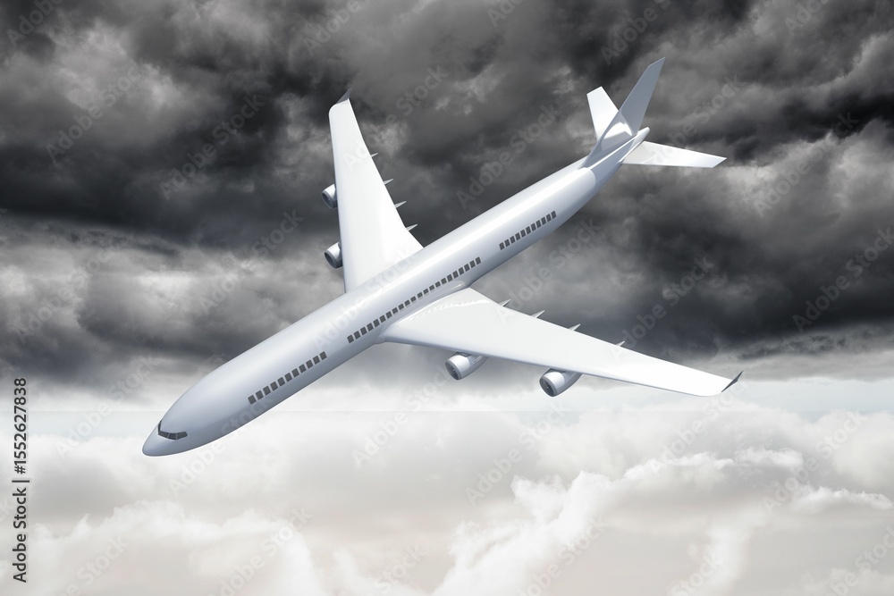 Fototapeta premium 3D plane falling in the sky