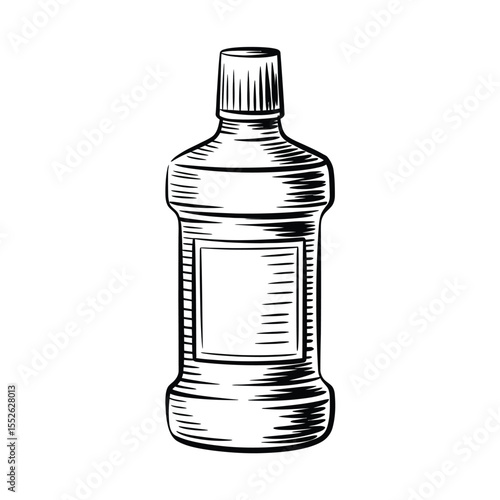 Bottle of mouthwash in a hand drawn sketch style illustration