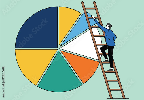 Colorful vector illustration of a business growth ladder, a symbolic design concept
