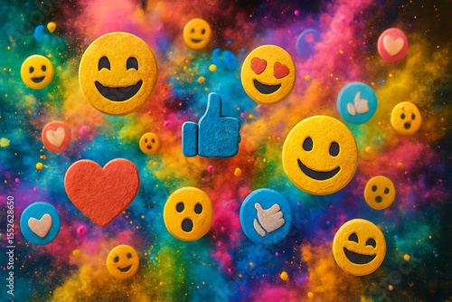 explosion of colorful emojis on a colorful background