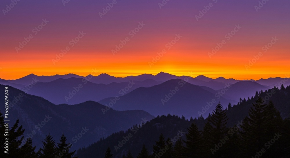 Fototapeta premium Mountain range sunrise sunset view