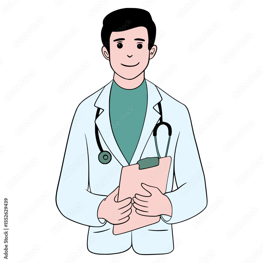 Fototapeta premium doctor with stethoscope Illustration Cartoon