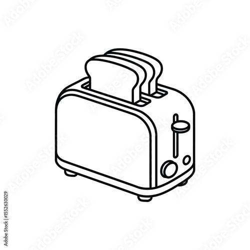 Toaster with bread slices outline illustration kitchen appliance vector design for coloring book