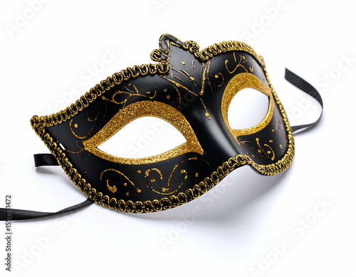 Elegant Black and Gold Masquerade Mask Perfect for New Year's Eve