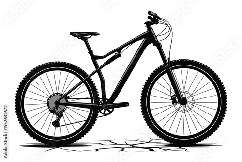 Trail Rider Bicycle Silhouette, Outdoor Mountain Biking Art