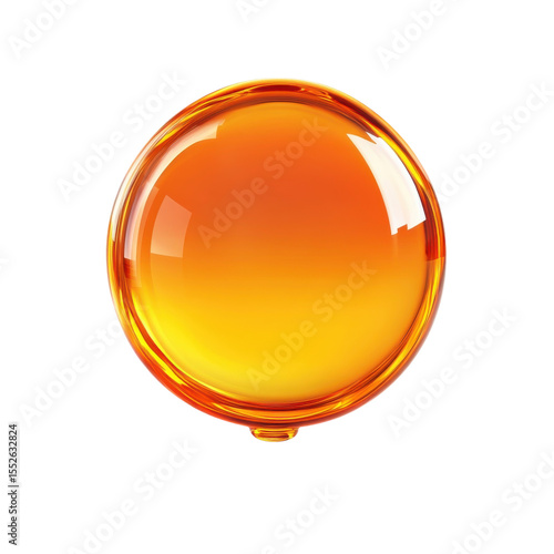 Honey sphere glossy orange orb liquid light effects shine bubble effect on transparent background