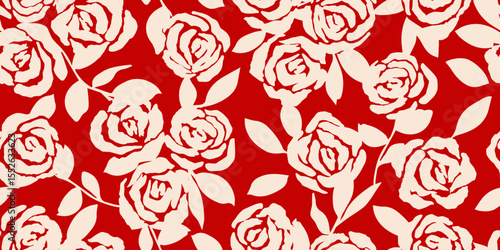Hand drawn roses seamless pattern. Vintage flowers vector. Romantic floral background for fabric, textiles, cards, wallpaper, wall art, packaging, covers, posters, banners, home decor.