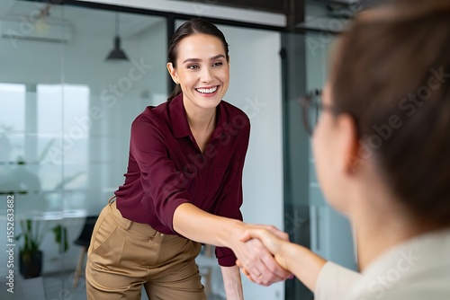 Successful Job Interview  Handshake and  Positive First Impression