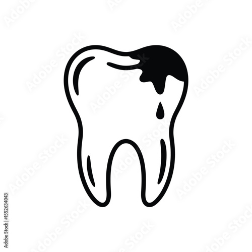 Decayed Tooth Icon Black and White Illustration