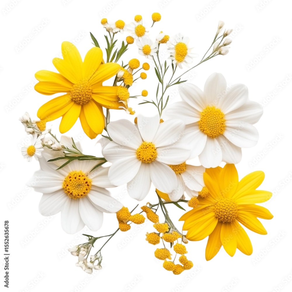 Obraz premium Vibrant yellow and white daisies a colorful floral bouquet abstract background