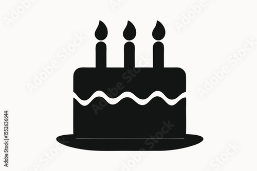 Celebrating Birthdays Delicious Cake Icon with Three Candles