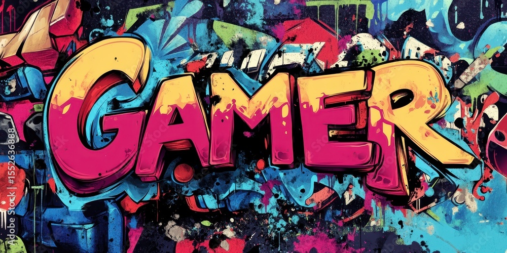 Fototapeta premium Gamer Font. Graffiti Style Editable Text Effect for Typography Design