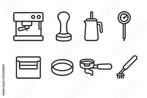 Outline of essential barista tools for coffee preparation