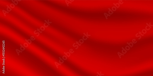 Red luxury silk cloth or satin texture with copy text space. Elegant Red silk satin vector background.