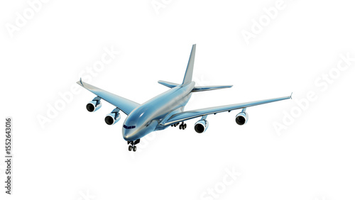 Blue plane flying. jumbo jet passenger boeing 747 isolate on white background