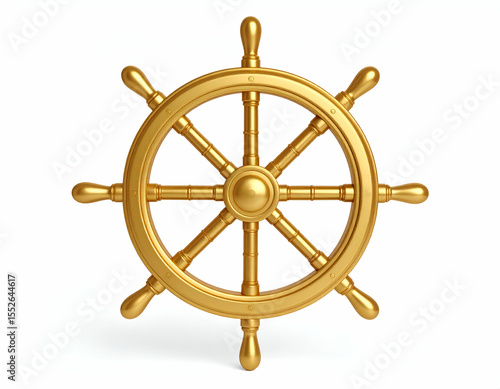 Golden Ship Wheel Nautical Symbol of Guidance and Direction
