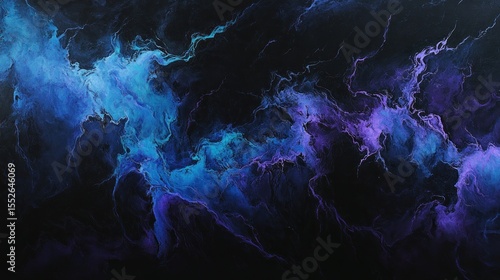 A dark and moody abstract design with glowing streaks of electric blue and purple cutting through a pitch-black background for an intense visual effect