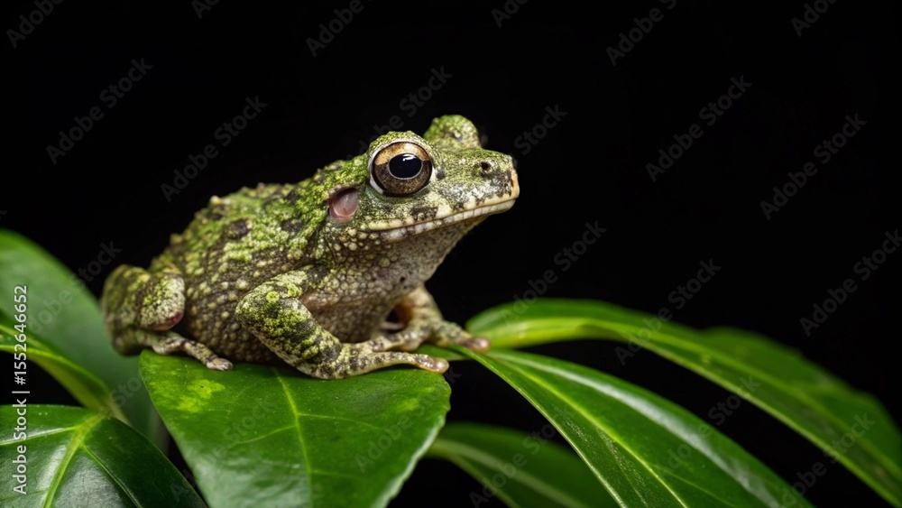 Obraz premium Vietnamese mossy frog on a leaves moss tree frog
