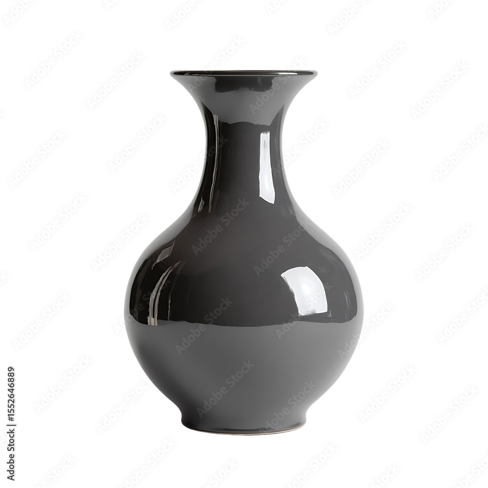 Elegant dark gray ceramic vase, isolated on black background. Elegant dark gray ceramic vase, isolated on black background.