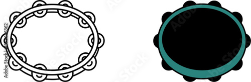 Tambourine illustration vector graphic musical instrument percussion rhythm band music black white design 100 editable vector illustration with png format