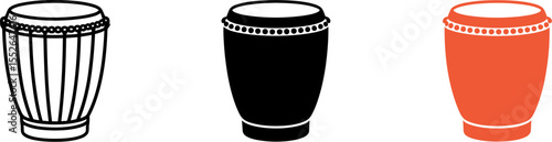 Vector illustration of conga drum percussion musical instrument isolated on white background design element editable vector illustration with png format