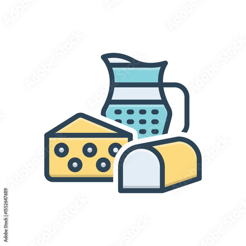Color illustration icon for milk 
