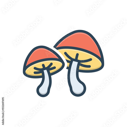 Color illustration icon for mushroom
