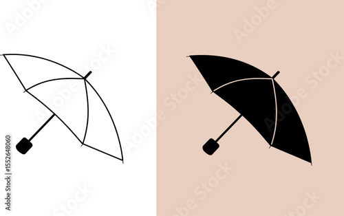 Umbrella vector illustration black and white drawing rain protection accessory weather forecast design art icon editable vector illustration with png format