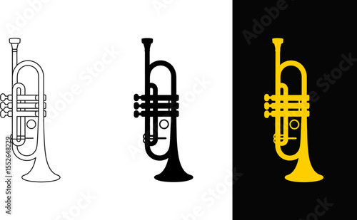 Trumpet illustration set for music lovers and musicians vector graphic design and musical instrument art editable vector illustration with png format