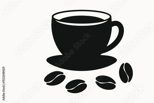 Aromatic Coffee Cup and Beans Delightful Morning Brew Illustration