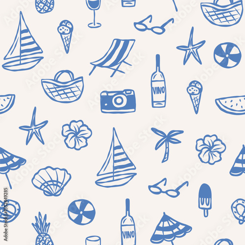 Hand drawn whimsical summer vacation background