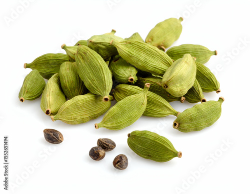 Elegant Cardamom Pods Aromatic Spice with Exposed Seeds