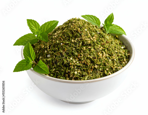 Elegant Za'atar Spice Mix in a Pinch Bowl Aromatic Herb Blend