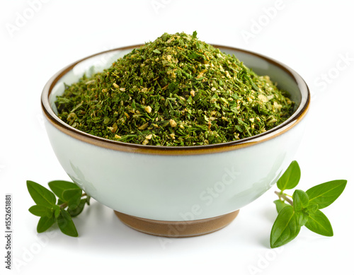 Elegant Za'atar Spice Mix in a Pinch Bowl Aromatic Herb Blend