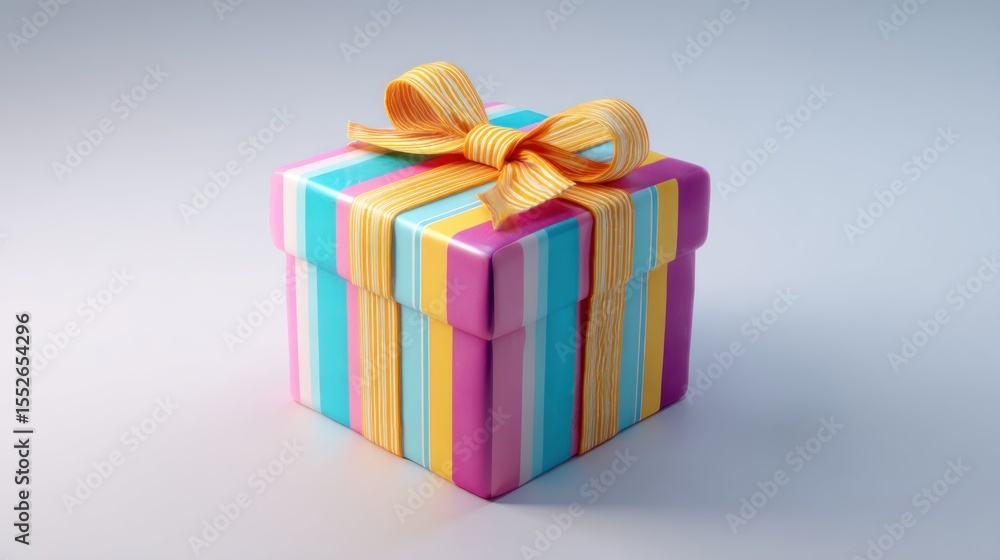 Obraz premium Colorful gift box with a vibrant ribbon