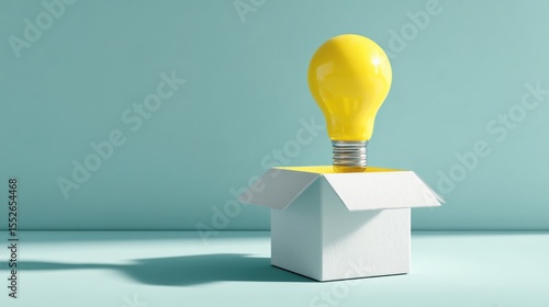 Innovative ideas within reach.  A bright yellow lightbulb emerges from an open box, symbolizing creativity and opportunity