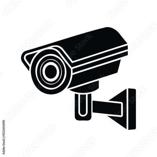 Simple black and white security camera icon for surveillance footage collection