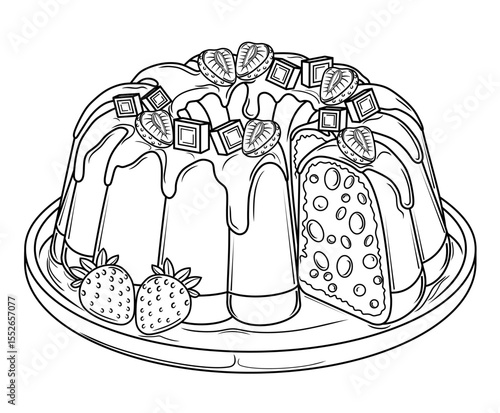 melted chocolate strawberry oven sponge cake