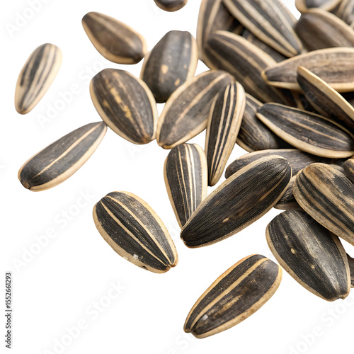Wallpaper Mural Close up of striped sunflower seeds scattered on a transparent background isolated on transparent background Torontodigital.ca