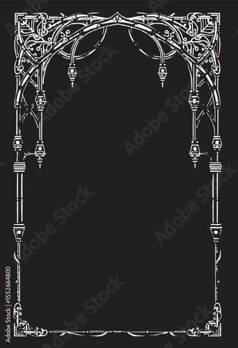 Gothic architecture frame decorative frame with black and white