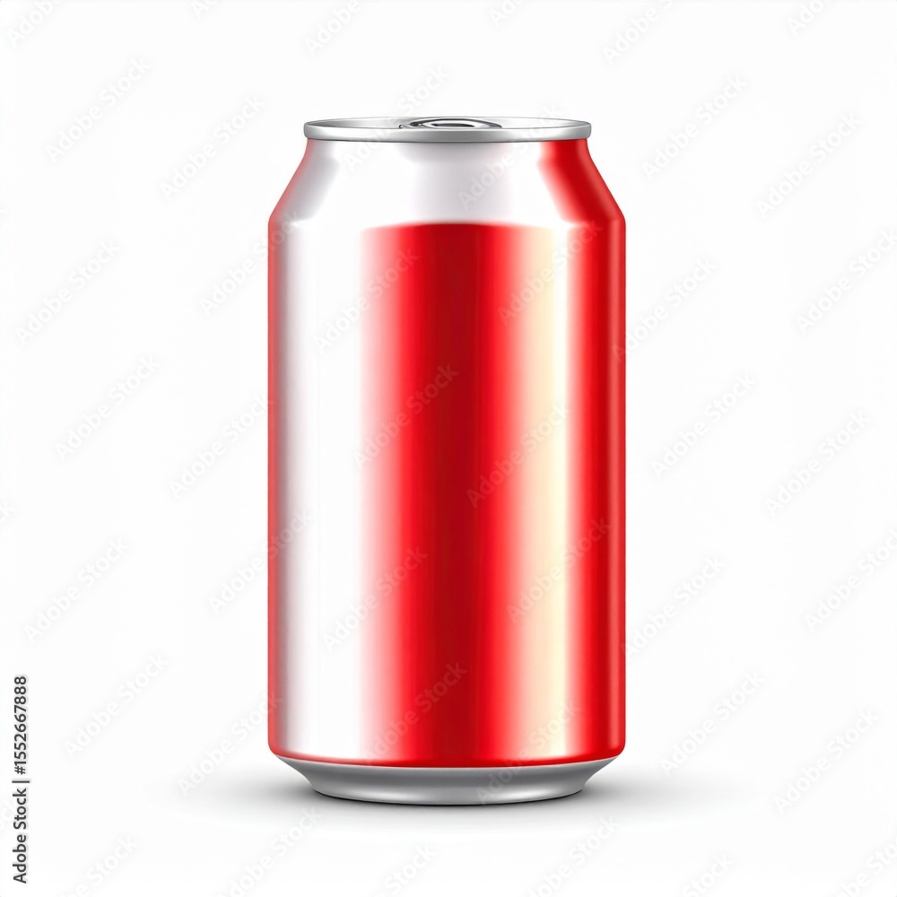 Red Aluminum Beverage Can on White Background Red Aluminum Beverage Can on White Background