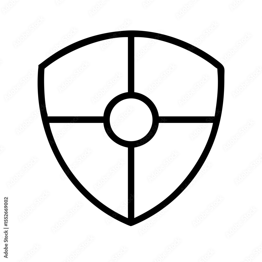 Naklejka premium A simple black outline of a shield isolated on white background