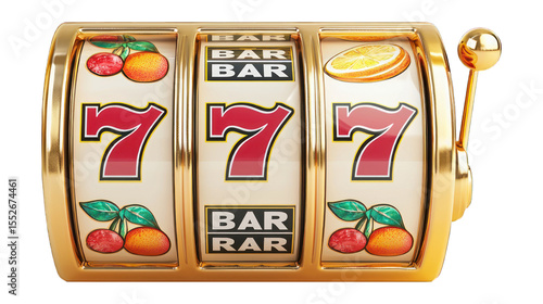 Slot machine with 7s, cherries, and bars