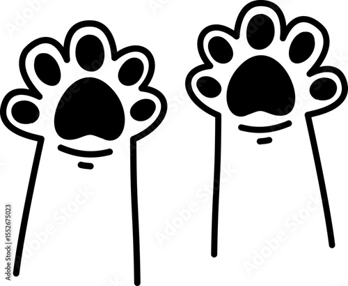 Hand drawn cat paw  doodle outline illustration