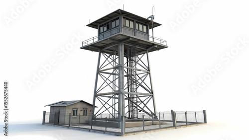 Isolated security watch tower prison military border control observation post guardhouse structure design