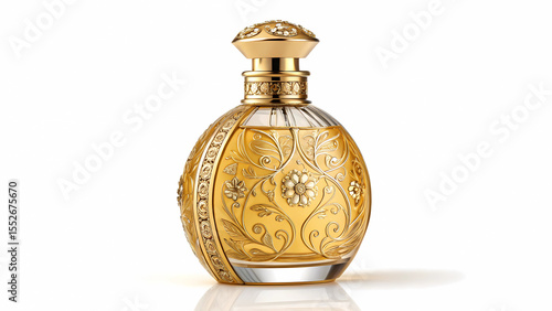 Luxury gold perfume bottle floral design fragrance scent eau de parfum beauty product for women elegant gift