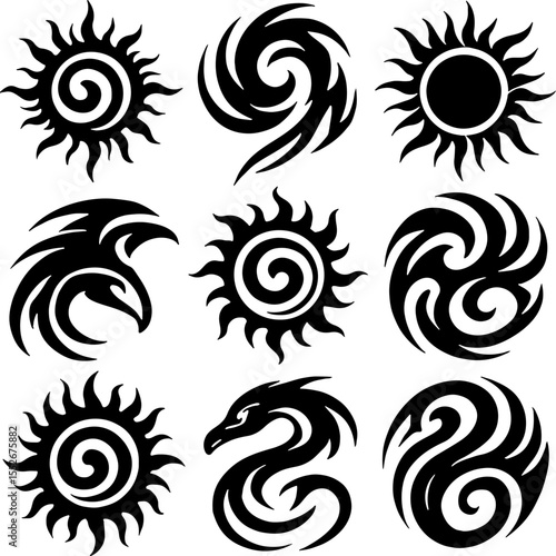Bold Ink: Classic, Tribal & Serpent Tattoo Designs" bundle vector